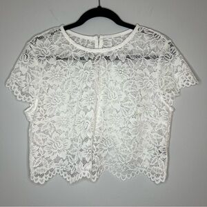 White Lace Crop Top – Approx. Size M